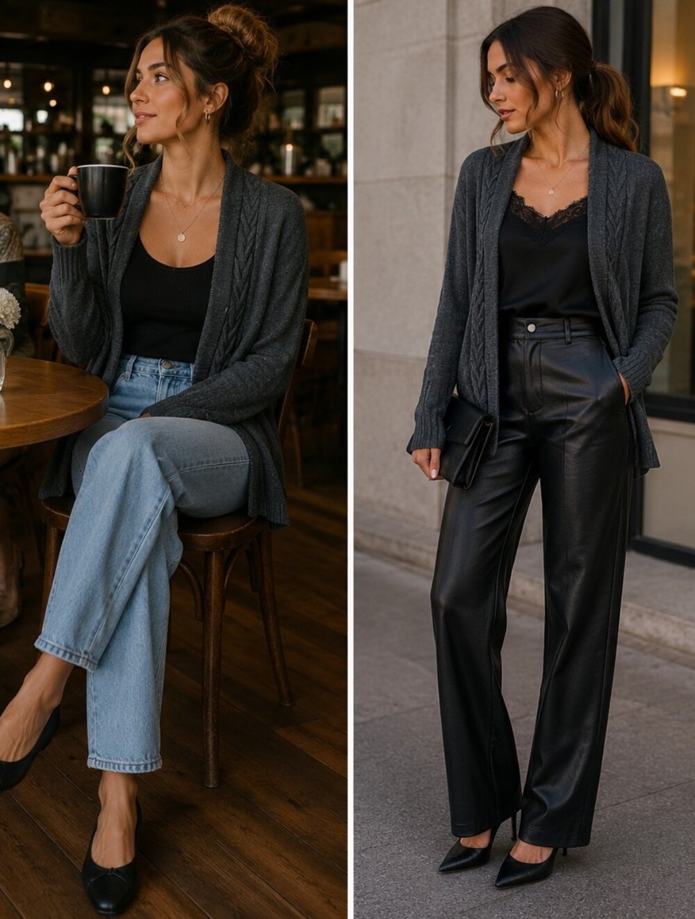 DARK GREY OPEN CARDIGAN
